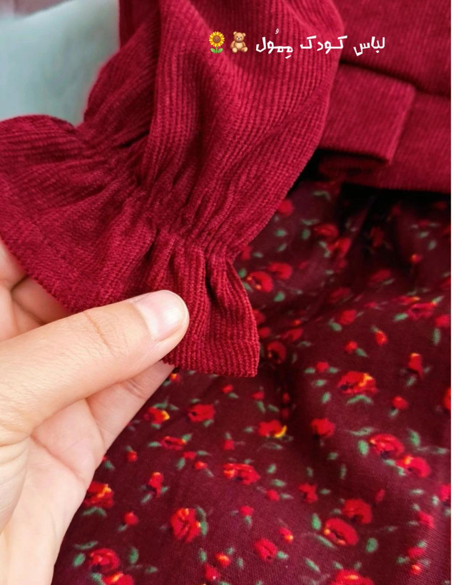 ست کت و سارافون مخمل کبریتی دخترانه مدل دلوین