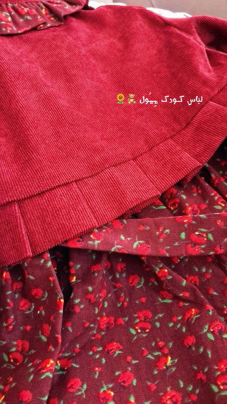 ست کت و سارافون مخمل کبریتی دخترانه مدل دلوین