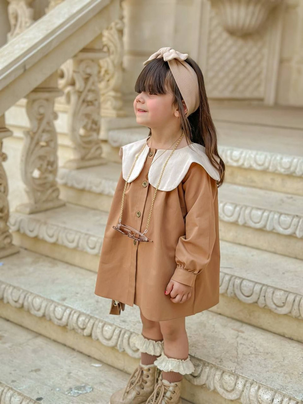 پیراهن کتان دخترانه مدل پرنسا