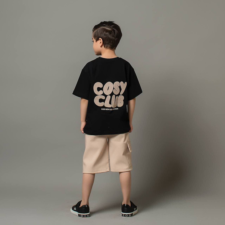 ست تیشرت پنبه و شلوارک کتان پسرانه طرح cozy