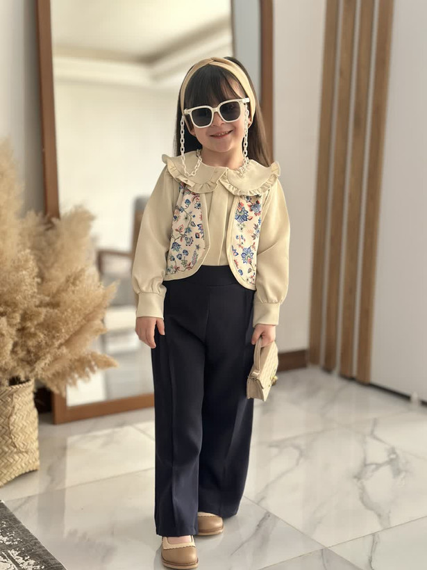 ست سه تیکه مازراتی دخترانه مدل مه گل