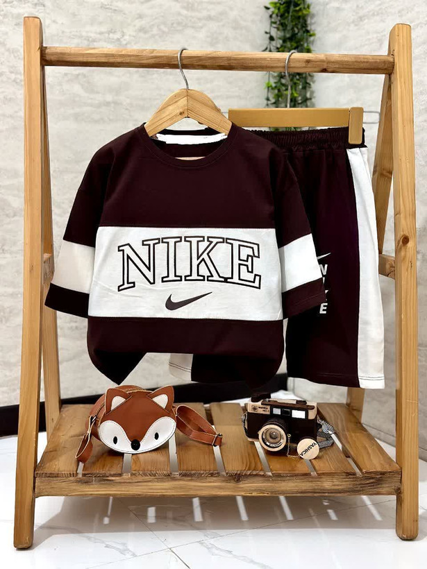 ست تیشرت و شلوارک پنبه یک رو پسرانه طرح NIKE