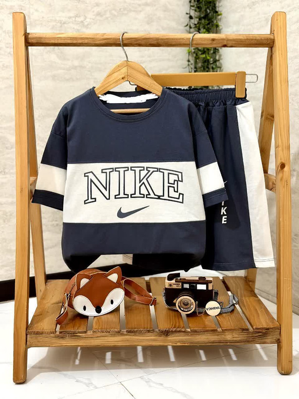 ست تیشرت و شلوارک پنبه یک رو پسرانه طرح NIKE
