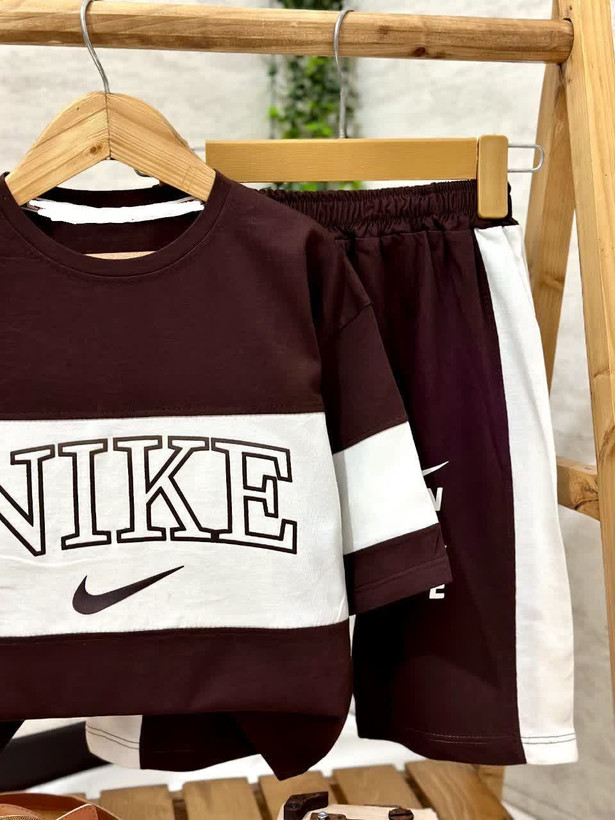 ست تیشرت و شلوارک پنبه یک رو پسرانه طرح NIKE