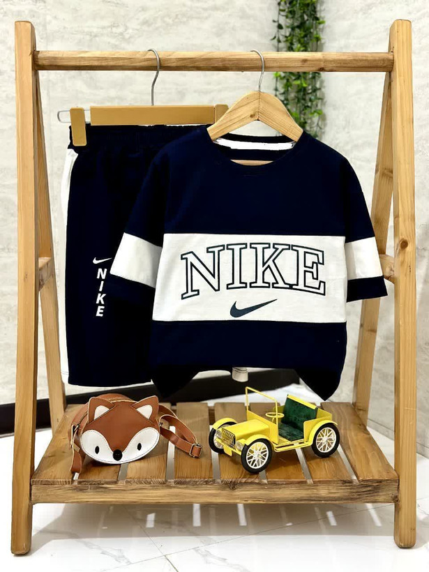 ست تیشرت و شلوارک پنبه یک رو پسرانه طرح NIKE