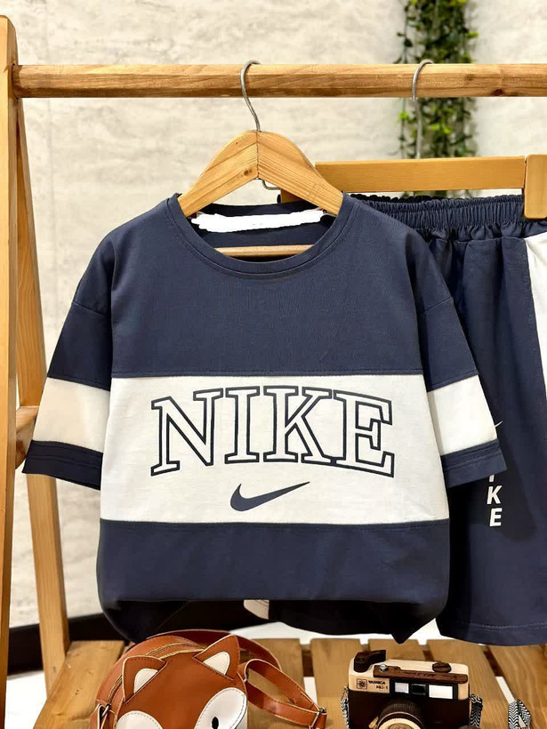 ست تیشرت و شلوارک پنبه یک رو پسرانه طرح NIKE