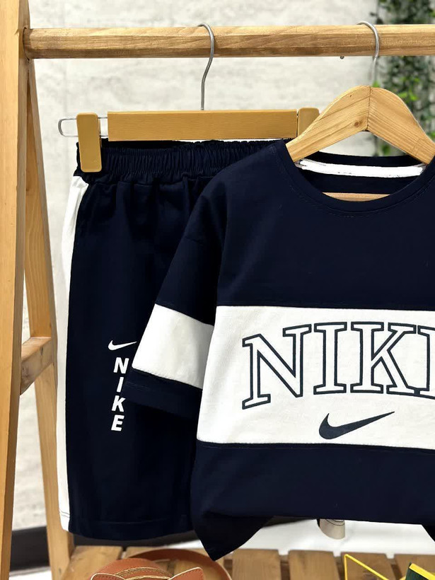 ست تیشرت و شلوارک پنبه یک رو پسرانه طرح NIKE