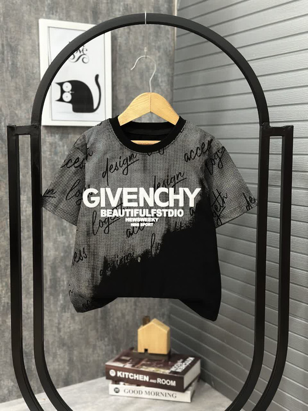 تیشرت تک پنبه لاکرا مشکی پسرانه مدل givenchi