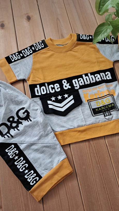 ست تیشرت و شلوارک ترکیب پنبه یک رو و ملانژ اقتصادی پسرانه طرح D&G