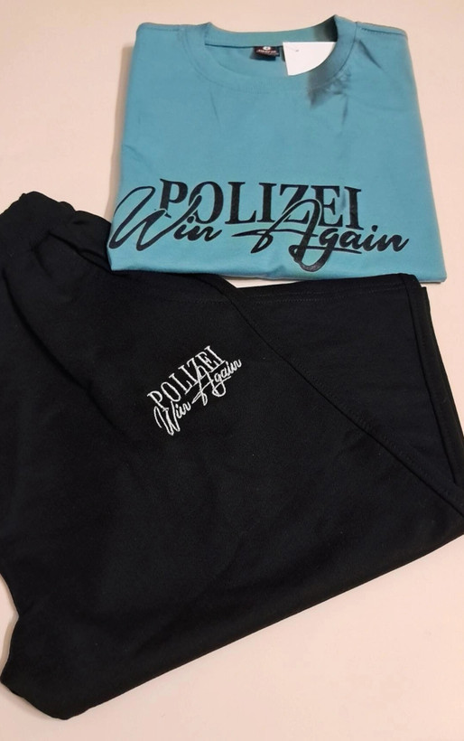 ست تیشرت پنبه یک رو لاکرا و شلوارک دورس پسرانه طرح polizei