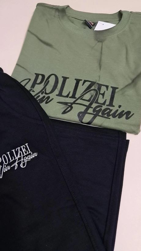 ست تیشرت پنبه یک رو لاکرا و شلوارک دورس پسرانه طرح polizei