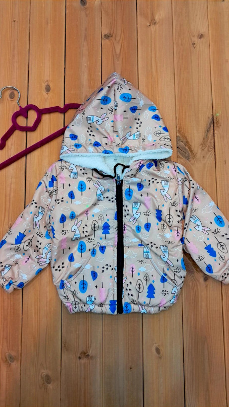 سویشرت کاپشن رویه شمعی داخل خز دخترانه مدل خرگوش کرم