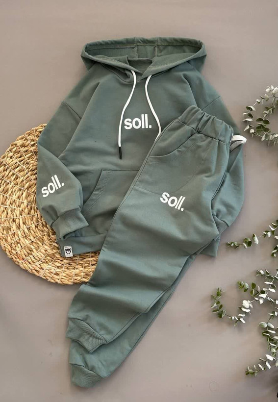 ست هودی و شلوار دورس دو نخ لاکرا پسرانه مدل soll